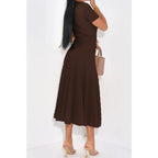 Solid Round Neck Button Elegant Sheath Dress | Mixtshop LLC