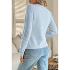 V Neck Cropped Long Sleeve Texture Knit Sweater | Mixtshop LLC