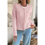 V Neck Cropped Long Sleeve Texture Knit Sweater | Mixtshop LLC