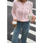 V Neck Cropped Long Sleeve Texture Knit Sweater | Mixtshop LLC