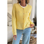 V Neck Cropped Long Sleeve Texture Knit Sweater | Mixtshop LLC