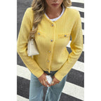 V Neck Cropped Long Sleeve Texture Knit Sweater | Mixtshop LLC