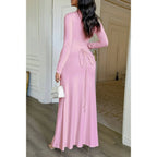 Curvy Slit Elegant Ruched Long Sleeve Dress | Mixtshop LLC