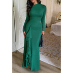 Curvy Slit Elegant Ruched Long Sleeve Dress | Mixtshop LLC