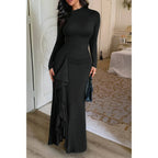 Curvy Slit Elegant Ruched Long Sleeve Dress | Mixtshop LLC