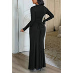Curvy Slit Elegant Ruched Long Sleeve Dress | Mixtshop LLC