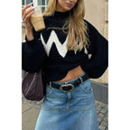 Mock Neck Contrast Binding Long Sleeve Sweater | Mixtshop LLC