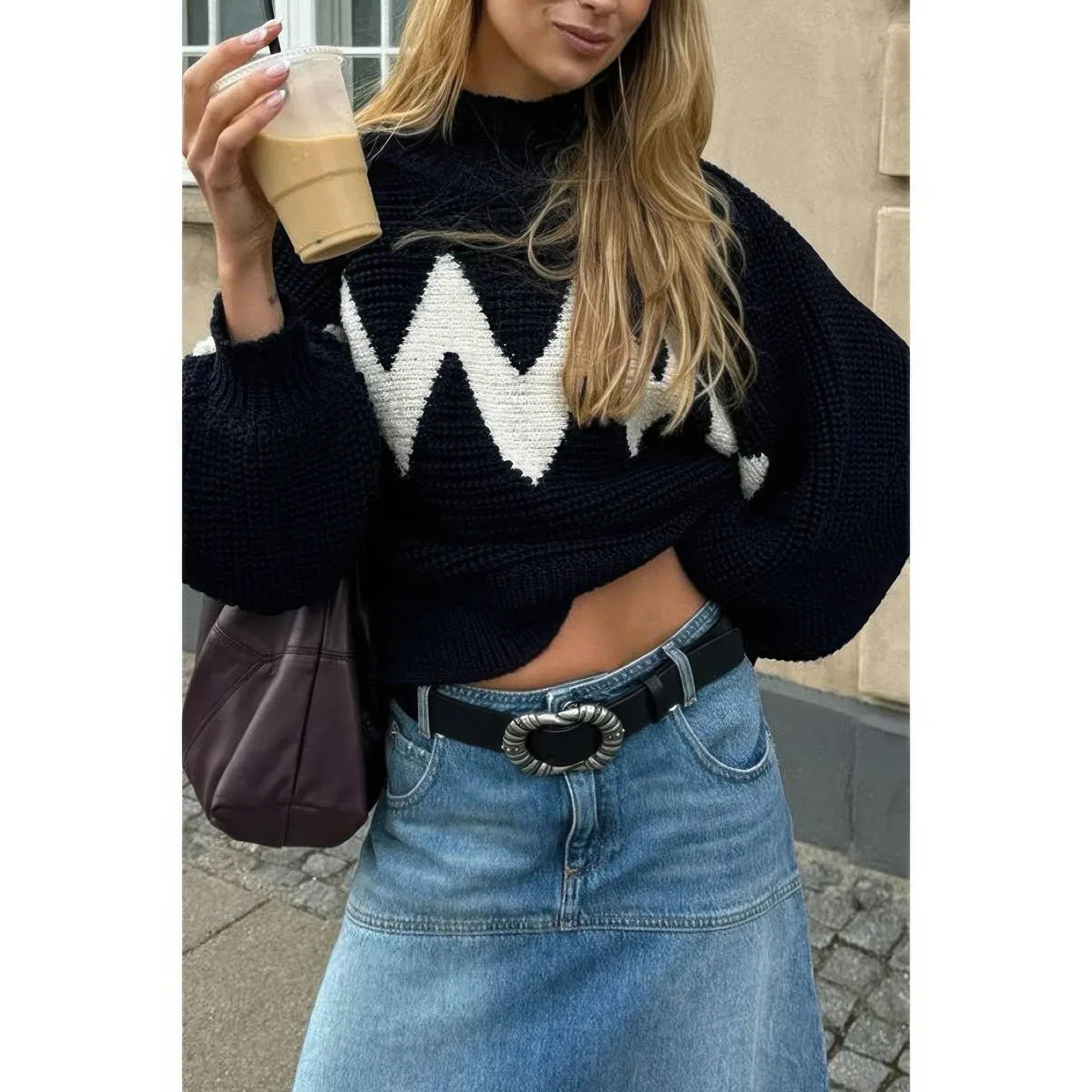 Mock Neck Contrast Binding Long Sleeve Sweater | Mixtshop LLC