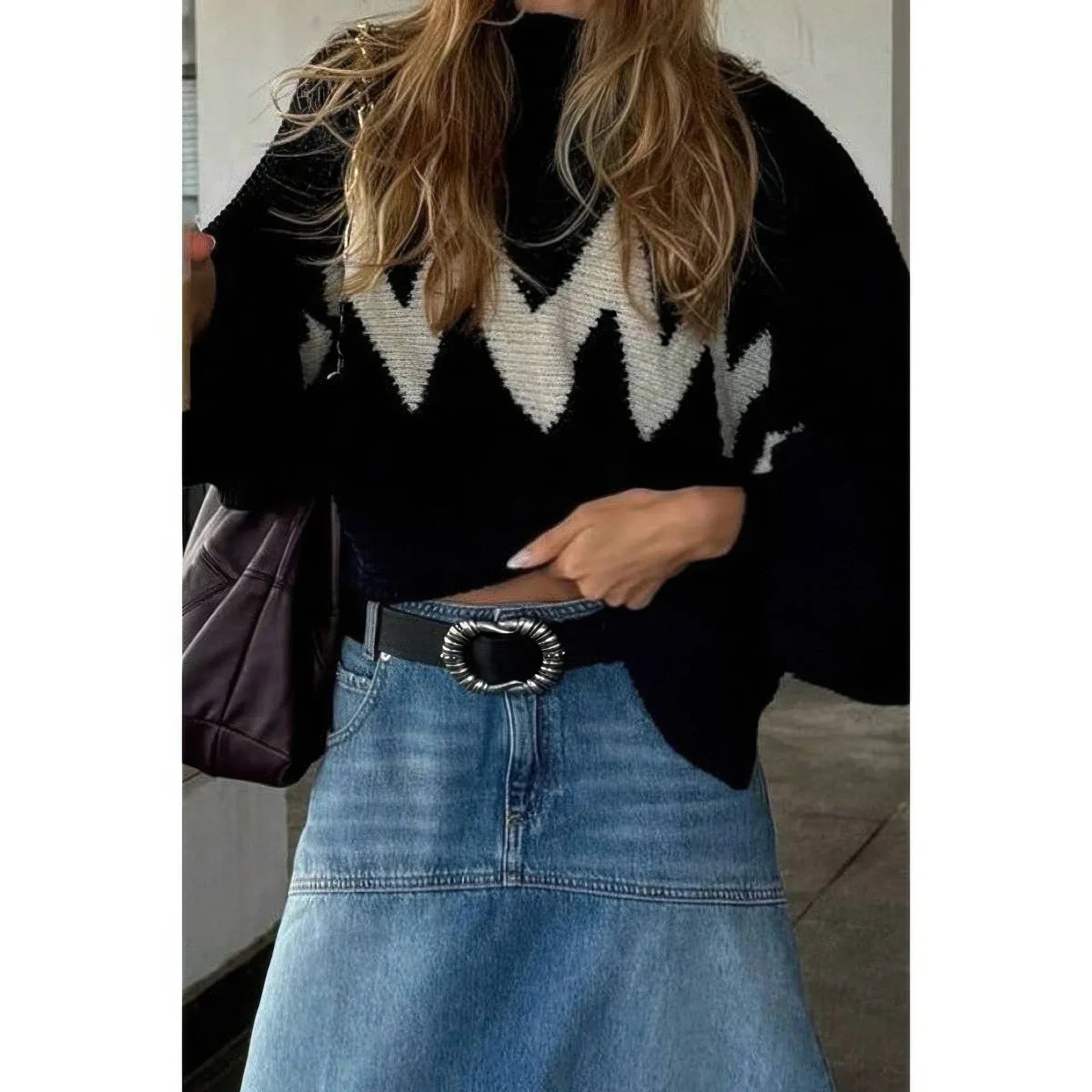 Mock Neck Contrast Binding Long Sleeve Sweater | Mixtshop LLC