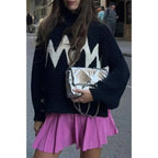 Mock Neck Contrast Binding Long Sleeve Sweater | Mixtshop LLC