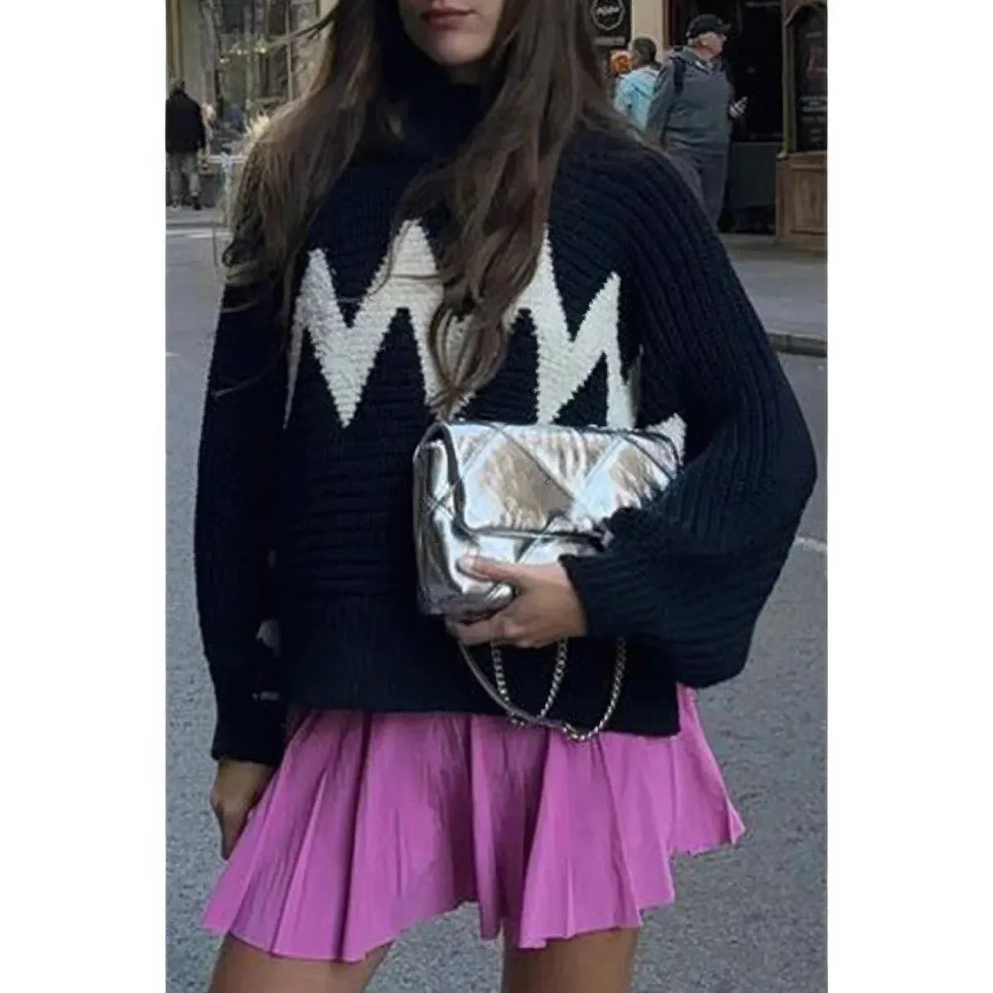 Mock Neck Contrast Binding Long Sleeve Sweater | Mixtshop LLC
