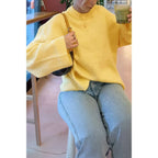 Round Neck Long Sleeve Knitted Loose Sweater | Mixtshop LLC