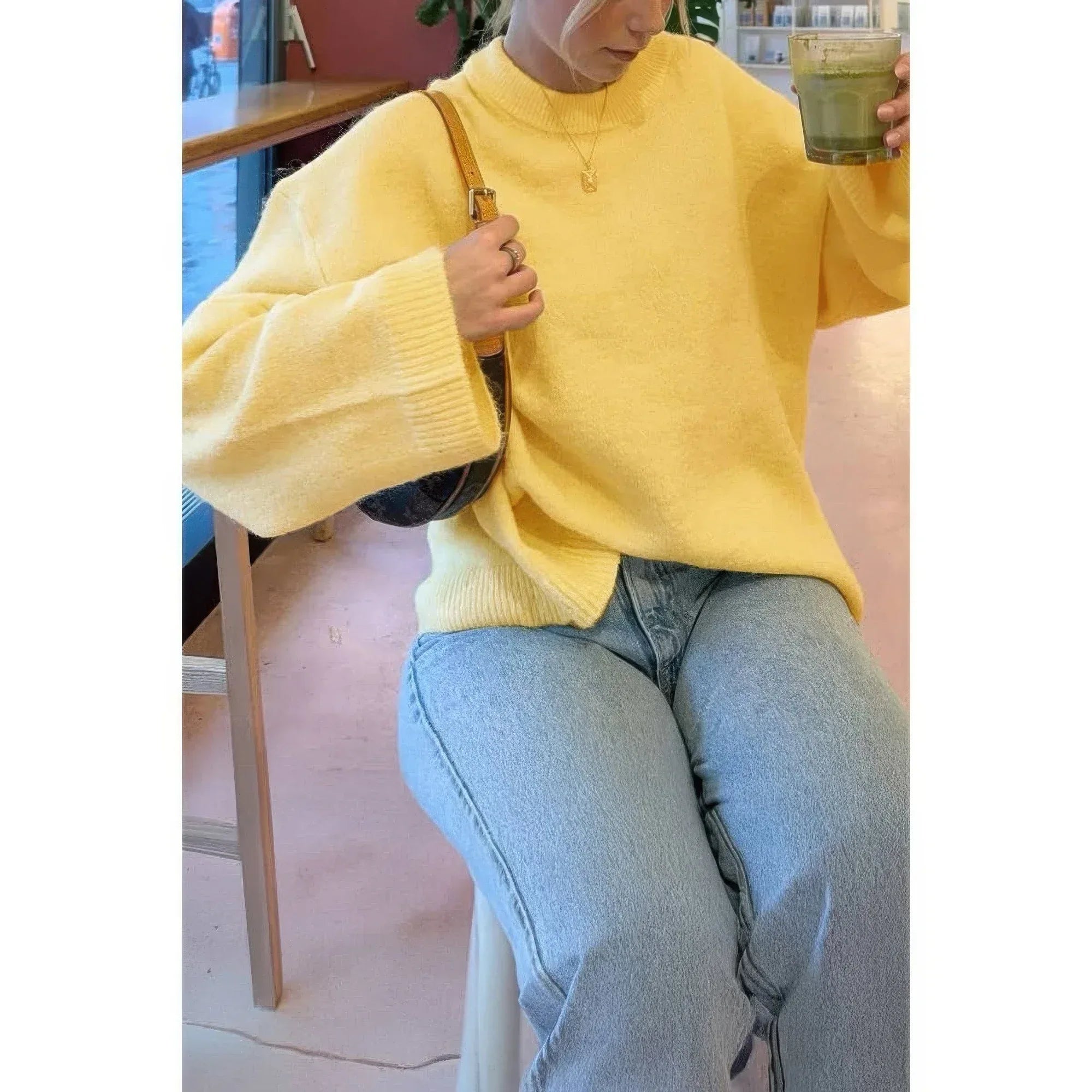 Round Neck Long Sleeve Knitted Loose Sweater | Mixtshop LLC