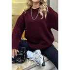 Round Neck Long Sleeve Knitted Loose Sweater | Mixtshop LLC