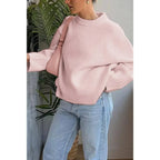 Round Neck Long Sleeve Knitted Loose Sweater | Mixtshop LLC