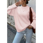 Round Neck Long Sleeve Knitted Loose Sweater | Mixtshop LLC