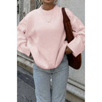 Round Neck Long Sleeve Knitted Loose Sweater | Mixtshop LLC