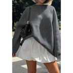 Round Neck Long Sleeve Knitted Loose Sweater | Mixtshop LLC