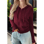 Solid Pocket Cable Knit Hooded Jacket | Mixtshop LLC