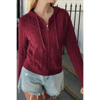 Solid Pocket Cable Knit Hooded Jacket | Mixtshop LLC