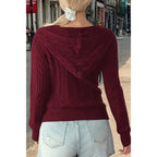 Solid Pocket Cable Knit Hooded Jacket | Mixtshop LLC