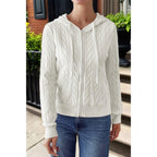 Solid Pocket Cable Knit Hooded Jacket | Mixtshop LLC