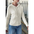 Solid Pocket Cable Knit Hooded Jacket | Mixtshop LLC