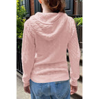 Solid Pocket Cable Knit Hooded Jacket | Mixtshop LLC
