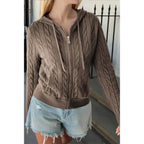 Solid Pocket Cable Knit Hooded Jacket | Mixtshop LLC
