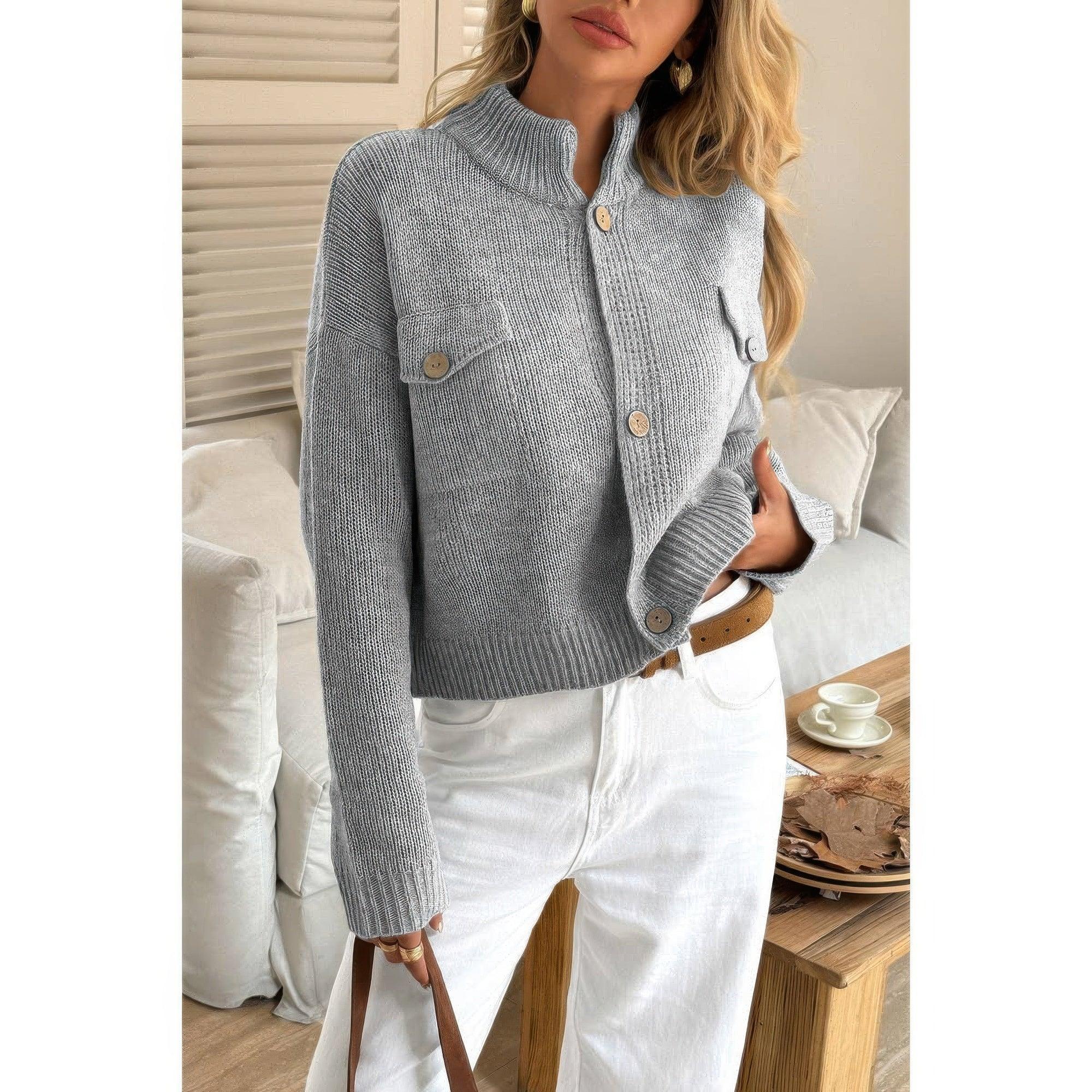Button Down Long Sleeve Textured Knit Jacket | Mixtshop LLC