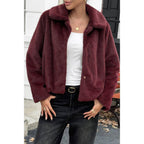 Solid Button Faux Fur Crop Jacket | Mixtshop LLC