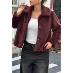 Solid Button Faux Fur Crop Jacket | Mixtshop LLC