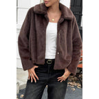 Solid Button Faux Fur Crop Jacket | Mixtshop LLC