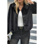 Solid Button Faux Fur Crop Jacket | Mixtshop LLC