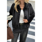 Solid Button Faux Fur Crop Jacket | Mixtshop LLC