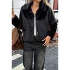 Solid Button Faux Fur Crop Jacket | Mixtshop LLC