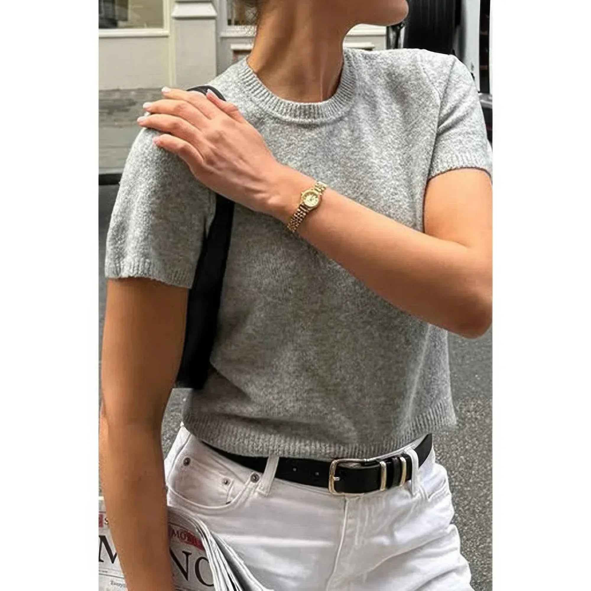 Solid Wool O Neck Knit Short Sleeve Shirt | Mixtshop LLC