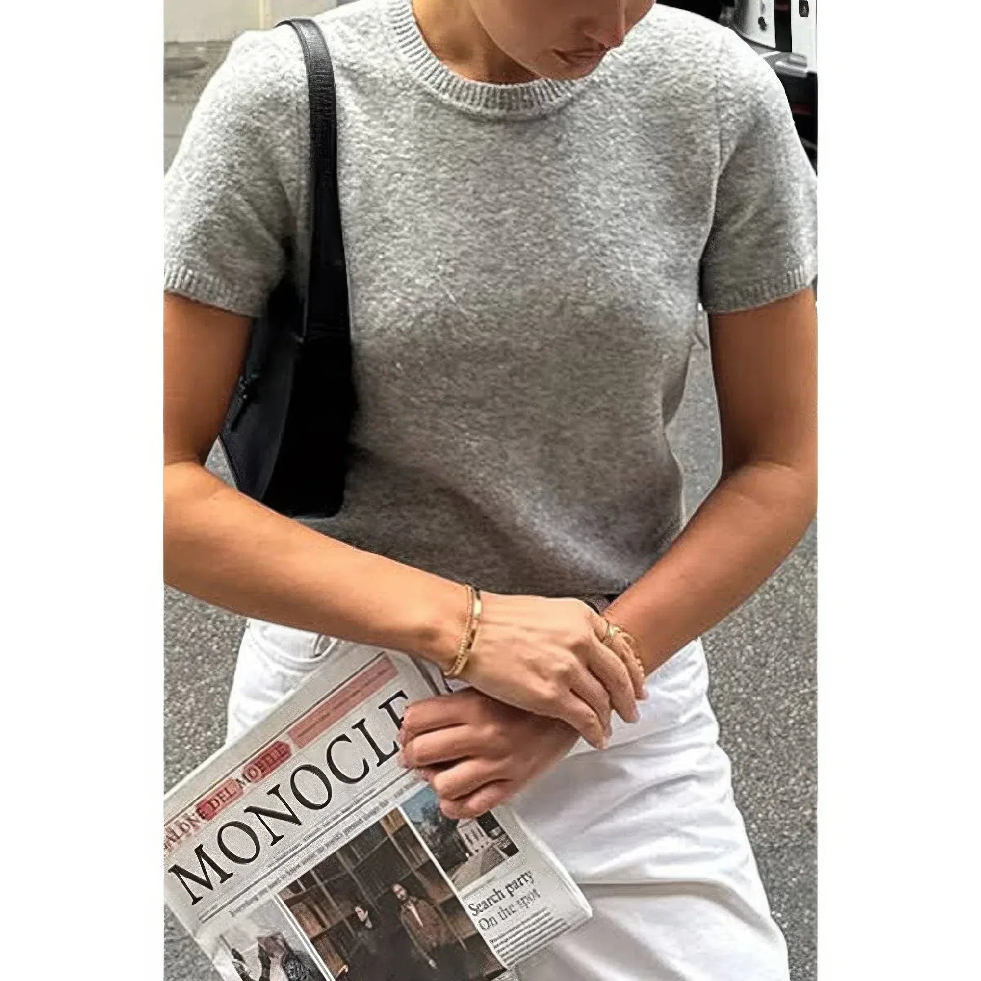 Solid Wool O Neck Knit Short Sleeve Shirt | Mixtshop LLC