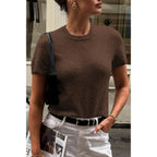 Solid Wool O Neck Knit Short Sleeve Shirt | Mixtshop LLC