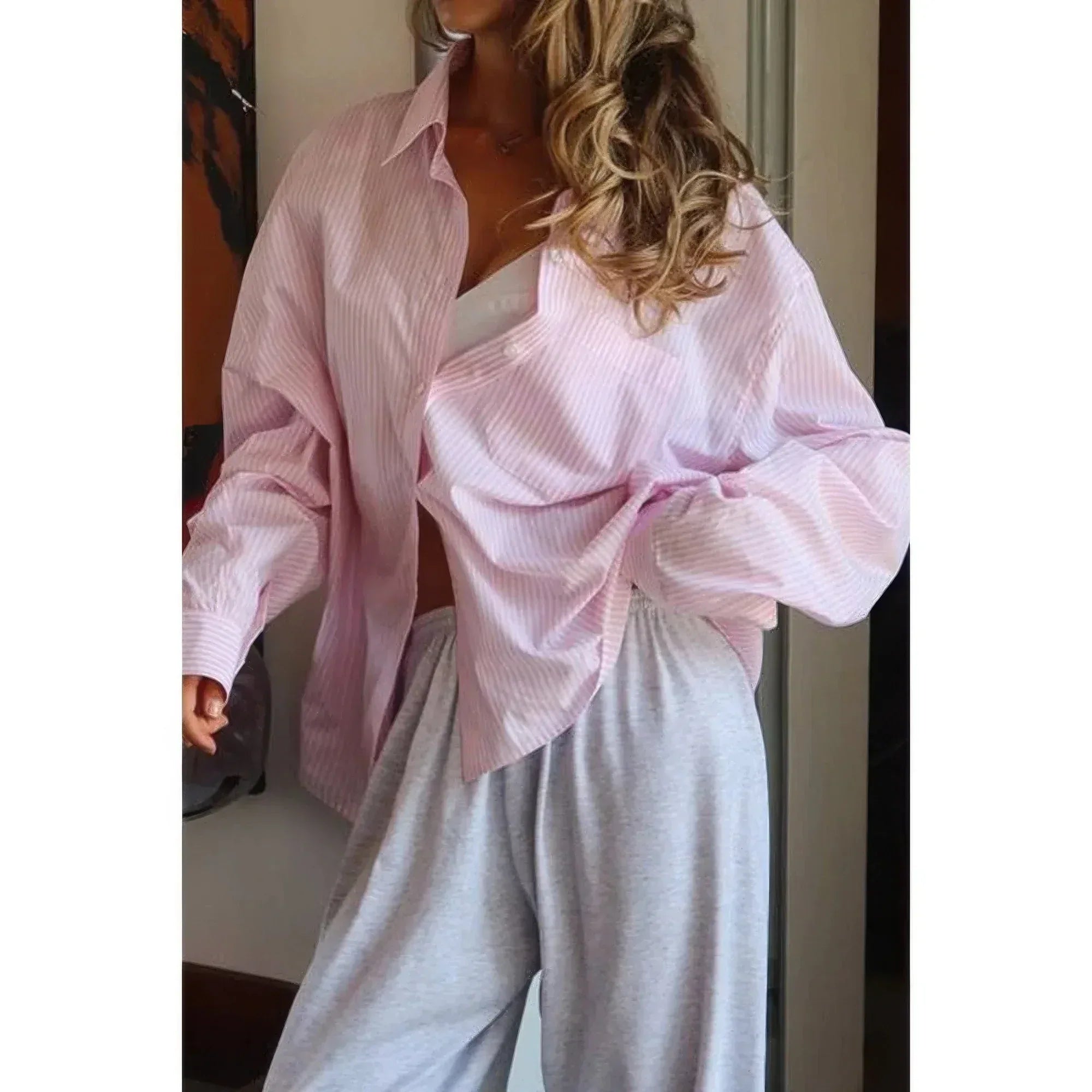 Stripe Long Sleeve Button Down Shirt | Mixtshop LLC Main image