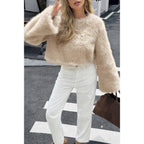 Solid Faux Fur Back Hide Zipper Pullover Coat | Mixtshop LLC
