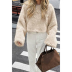 Solid Faux Fur Back Hide Zipper Pullover Coat | Mixtshop LLC