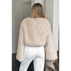 Solid Faux Fur Back Hide Zipper Pullover Coat | Mixtshop LLC