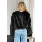 Solid Faux Fur Back Hide Zipper Pullover Coat | Mixtshop LLC