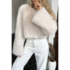 Solid Faux Fur Back Hide Zipper Pullover Coat | Mixtshop LLC