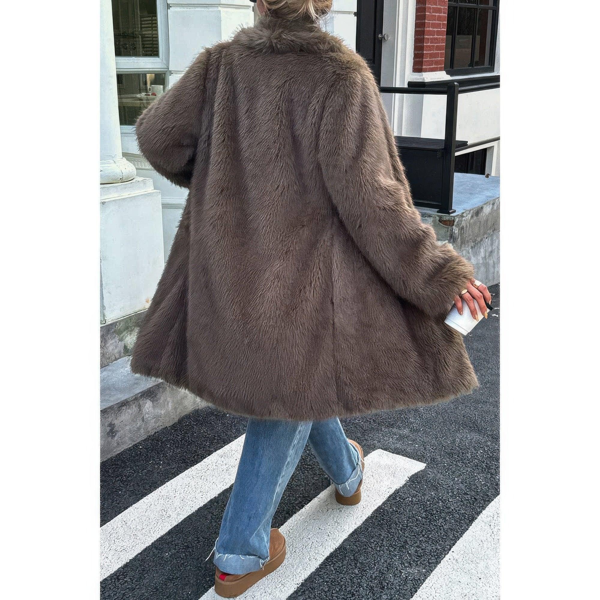 Solid Fluffy Faux Fur Shaggy Long Body Outwear | Mixtshop LLC