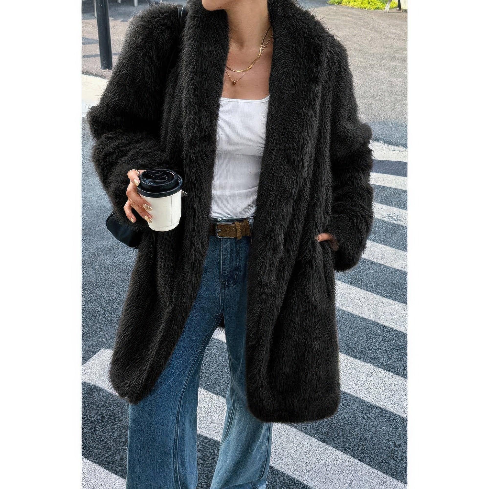 Solid Fluffy Faux Fur Shaggy Long Body Outwear | Mixtshop LLC