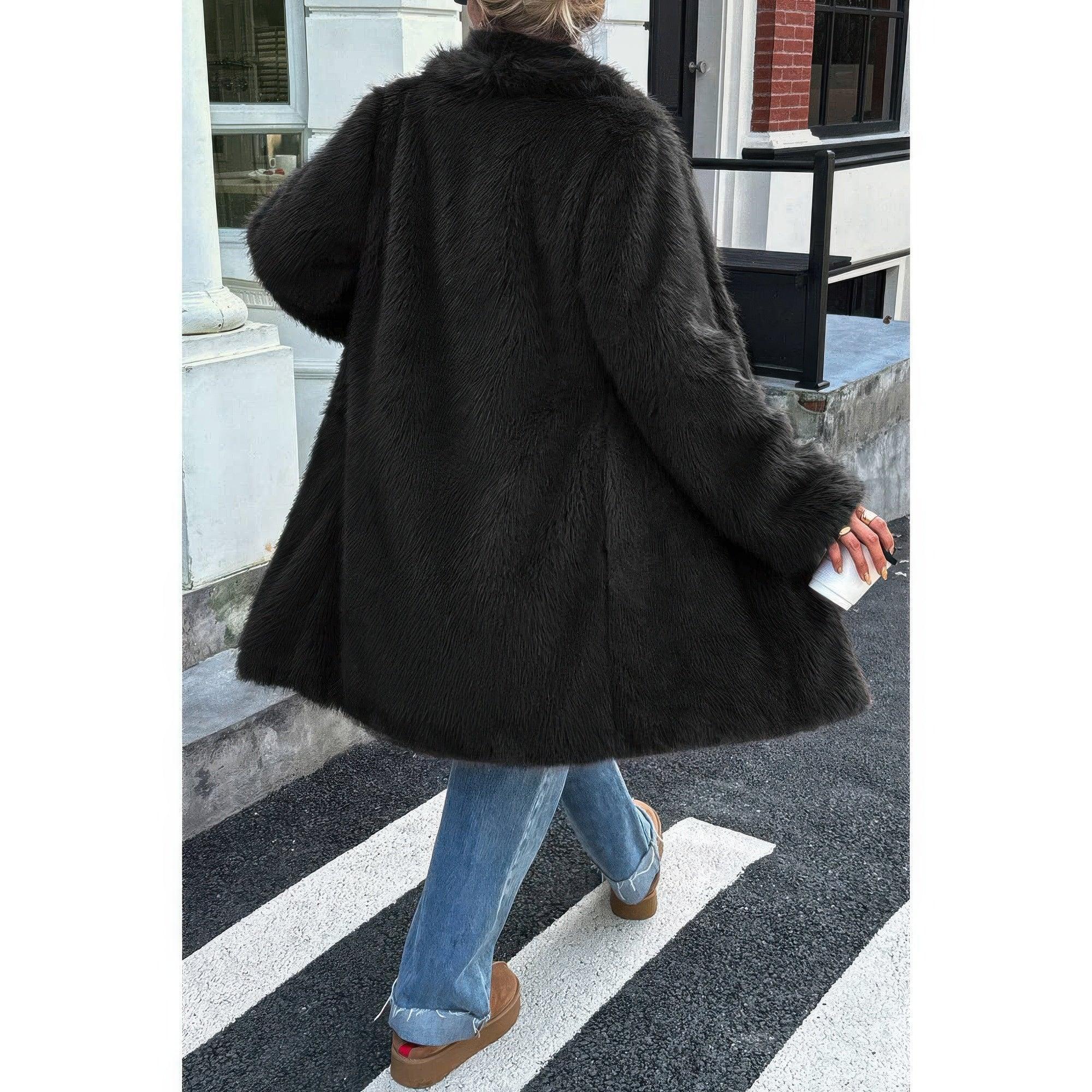 Solid Fluffy Faux Fur Shaggy Long Body Outwear | Mixtshop LLC