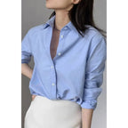 Solid Drop Shoulder Button Up Loose Shirt | Mixtshop LLC