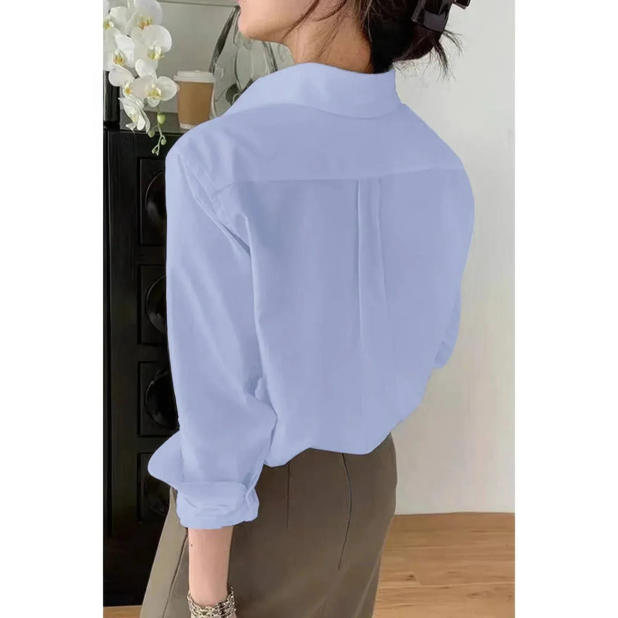 Solid Drop Shoulder Button Up Loose Shirt | Mixtshop LLC